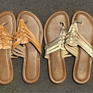 Women's Woven Sandals - Tan and Gold